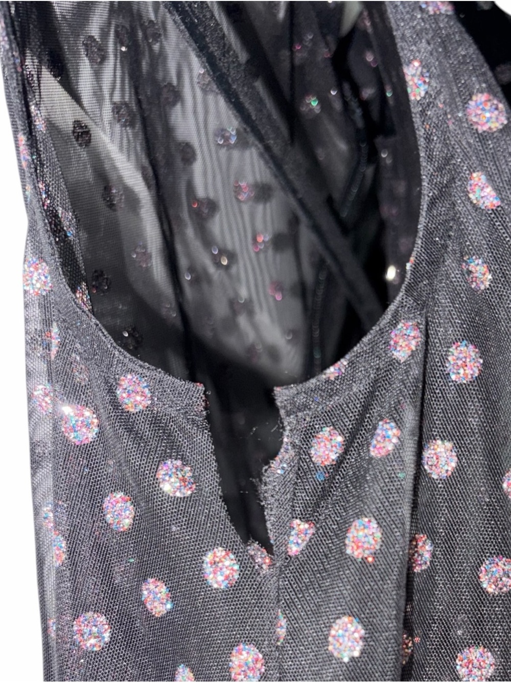 NBD x REVOLVE Sample Sale Harper Dress Black Glitter Polka Dot Mini Small As Is - Picture 8 of 11